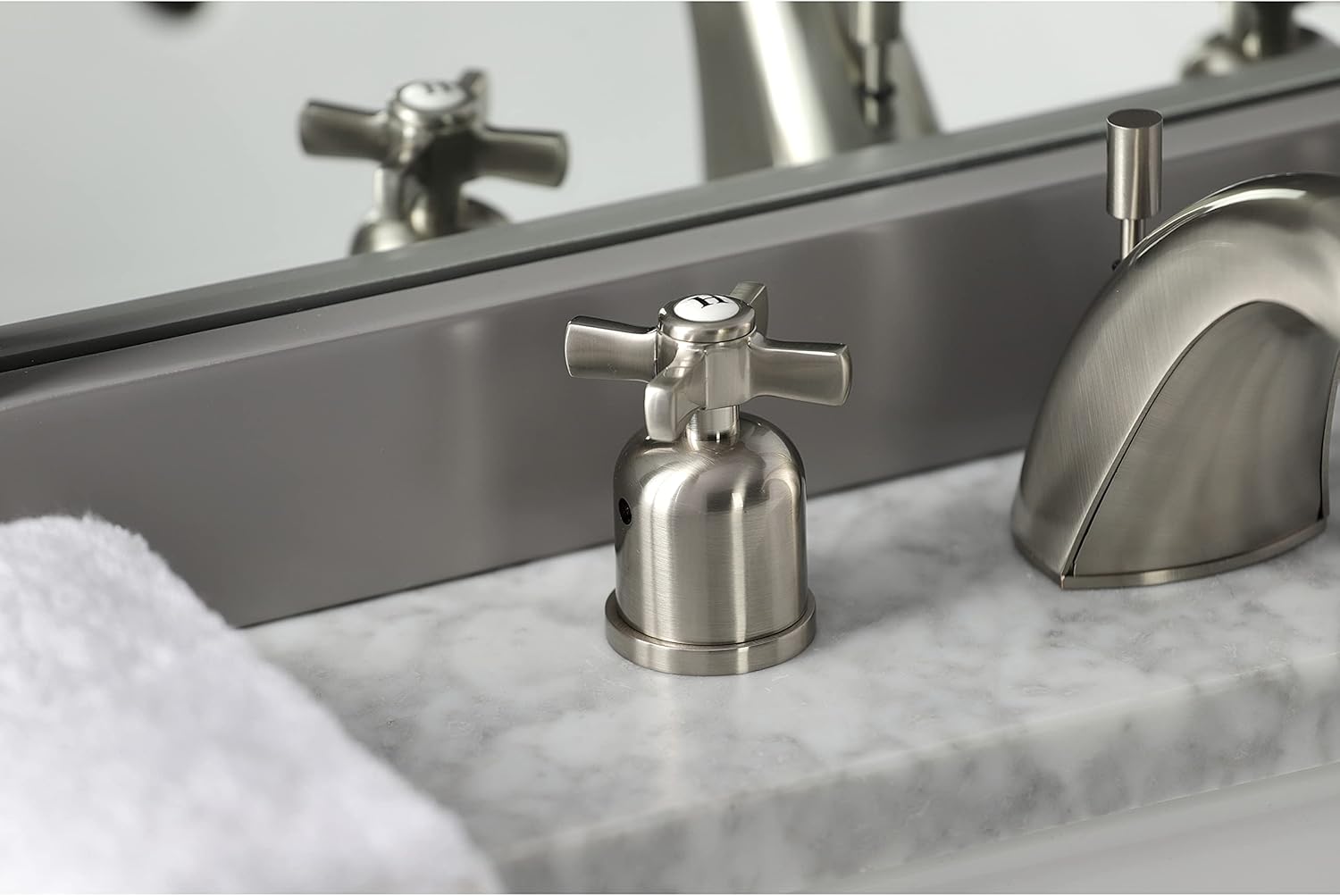Kingston Brass FB8958ZX Millennium Widespread Bathroom Faucet, 10.38 x 4.75 x 4.13, Brushed Nickel