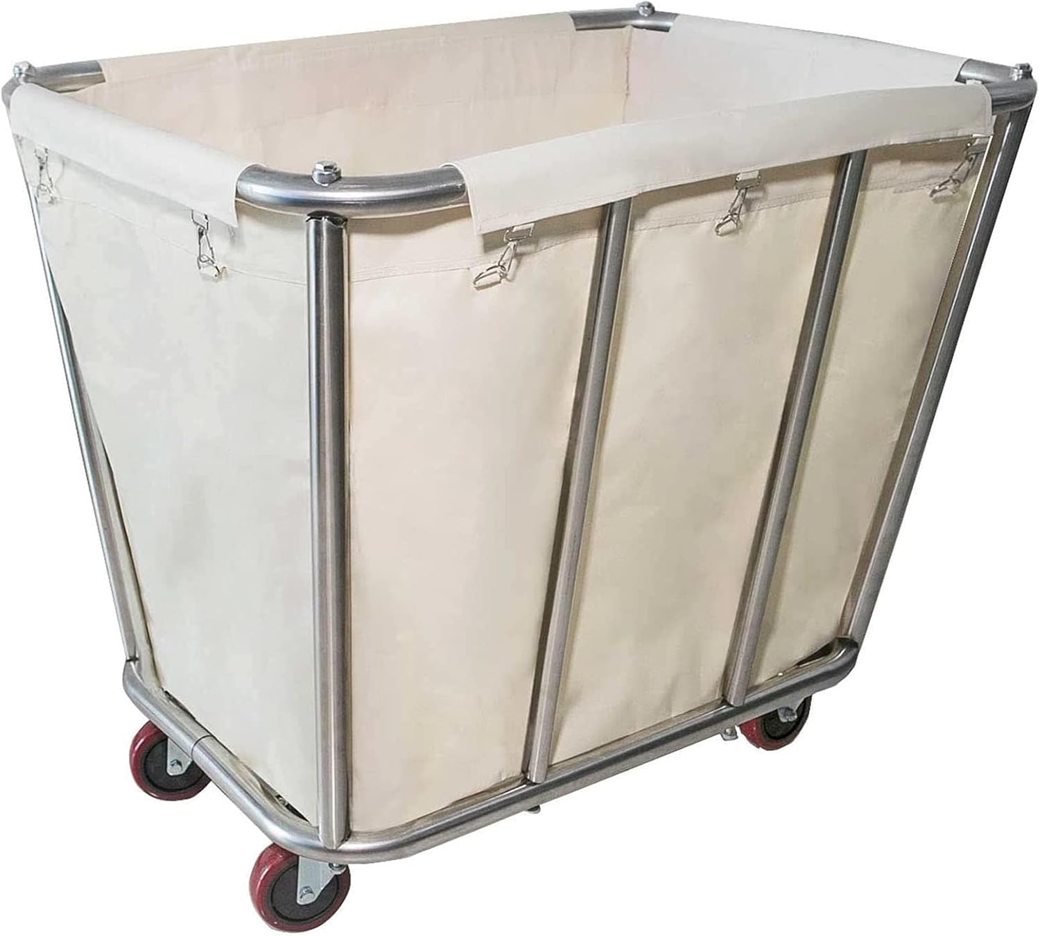 Laundry Cart Commercial Black,11.35 Bushel Large Industrial Rolling Laundry Hamper with 4 Inch Wheels,Household Heavy Duty Laundry Baskets with Stainless Steel Frame, 260 LBS Weight Capacity