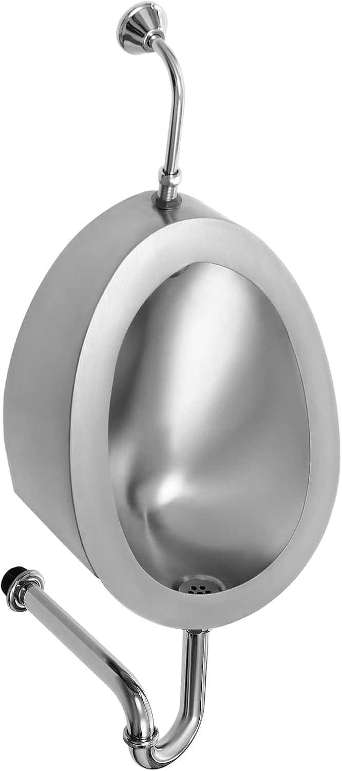 304 Stainless Steel Urinal, Automatic Sensor Urinal Flusher, Automatic Wall Mounted Men's Bathroom Urinal, Intelligent Sensor Flush Public Toilet Male Urinal, 12.6inch (D)*17.72inch(H)