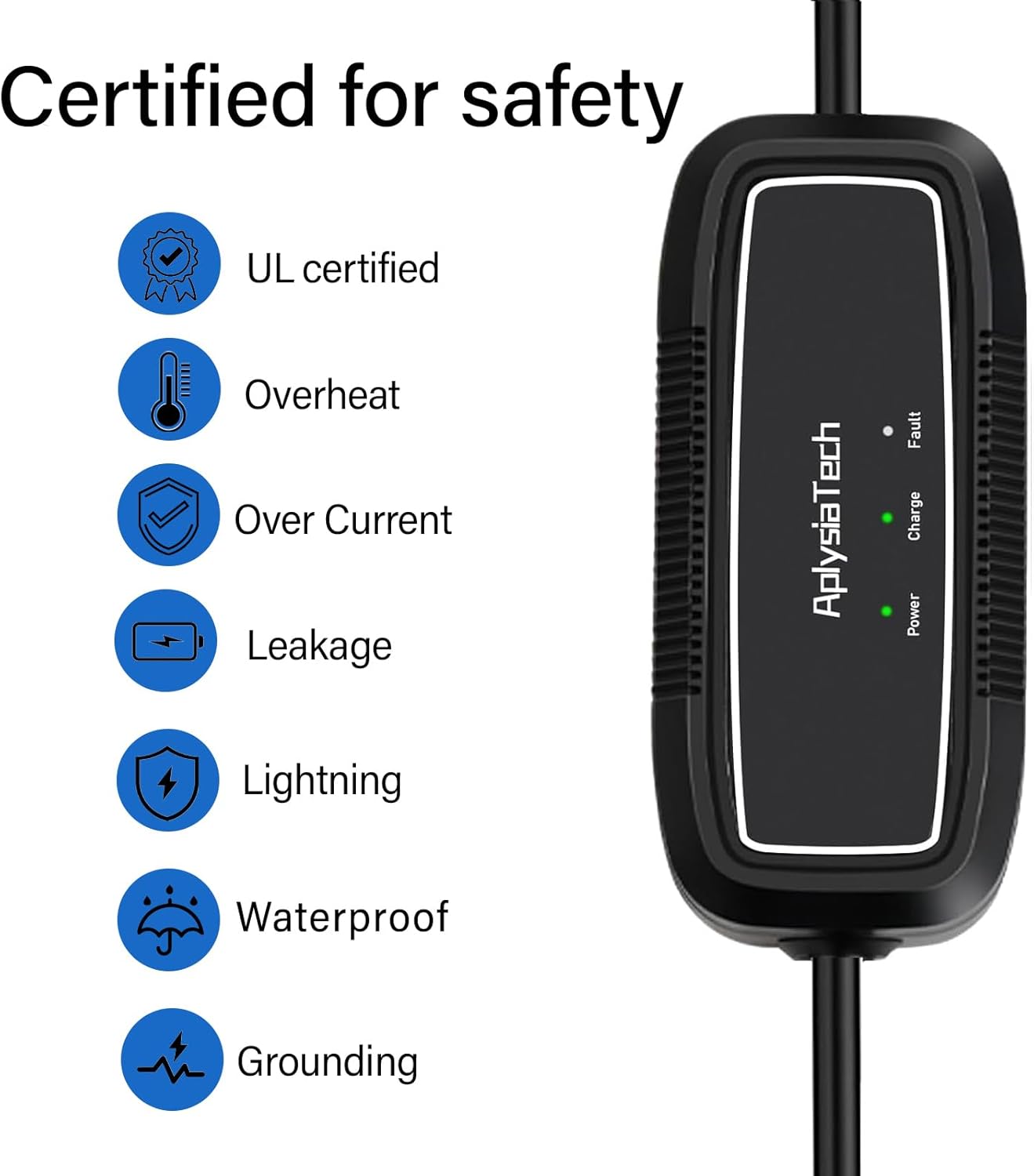 Level 1+2 EV Charger, 16Amp 110-240V, Portable SAE J1772 Electric Car Charger, Plug-in EV Charging Station for Home,21 Ft Level 2 Charger Cable NEMA 6-20Plug(Tesla Need Adapter)