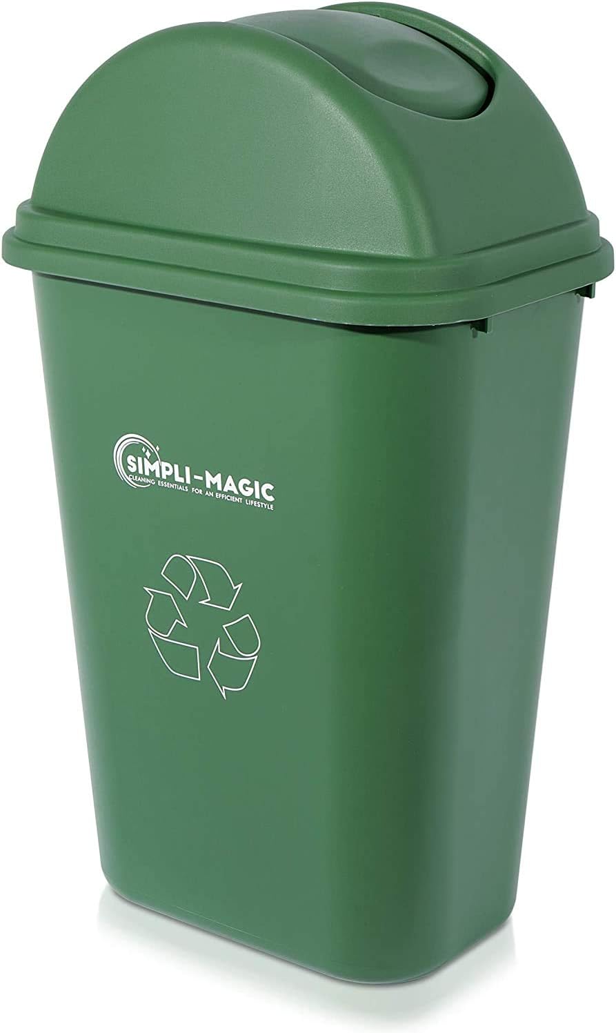 Simpli-Magic 16 Gallon (38L x 22L) Dual Compartment Step Trash Can – Kitchen Garbage Can with Waste & Recycling Bins – Slow-Close Lid, Odor Control, Hands-Free, Easy to Clean, Brushed Stainless Steel
