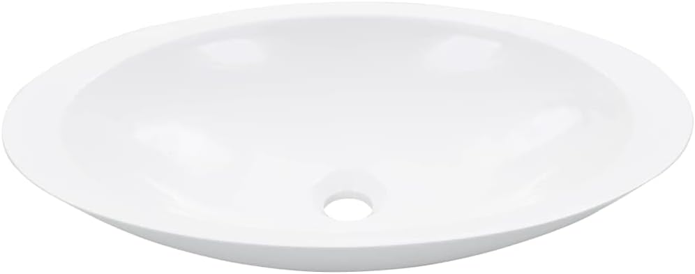 'vidaXL Chic White Mineral Cast Wash Basin - Above Counter installation, Marble Cast, compatible with 1.8