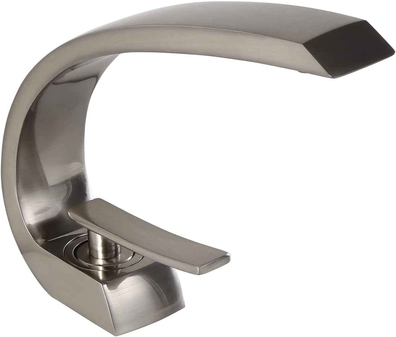 Homary 1-Handle Bathroom Sink Faucet with Pop Up Drain One Hole Deck Mount Curved Lavatory Faucet Solid Brass Mixer Basin Tap, Brushed Nickel