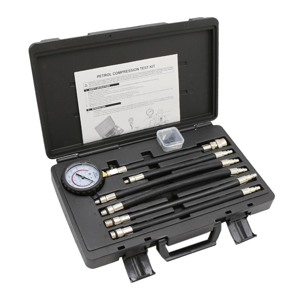Compression Tester Set - Heavy-Duty Precision Measurement for Car, Motorcycle, ATV Engines | Professional Automotive Diagnostic Tool Kit for Mechanics & DIY