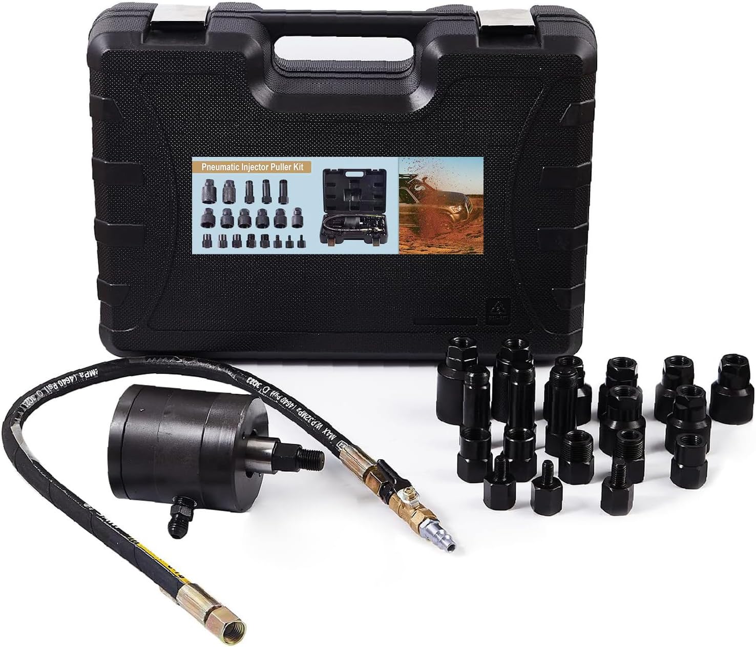 Pneumatic Injector Puller Tool Diesel Injector Puller Set for Diese Engines，Diesel Injector Extractor Master kit 21 pcs (10mm)