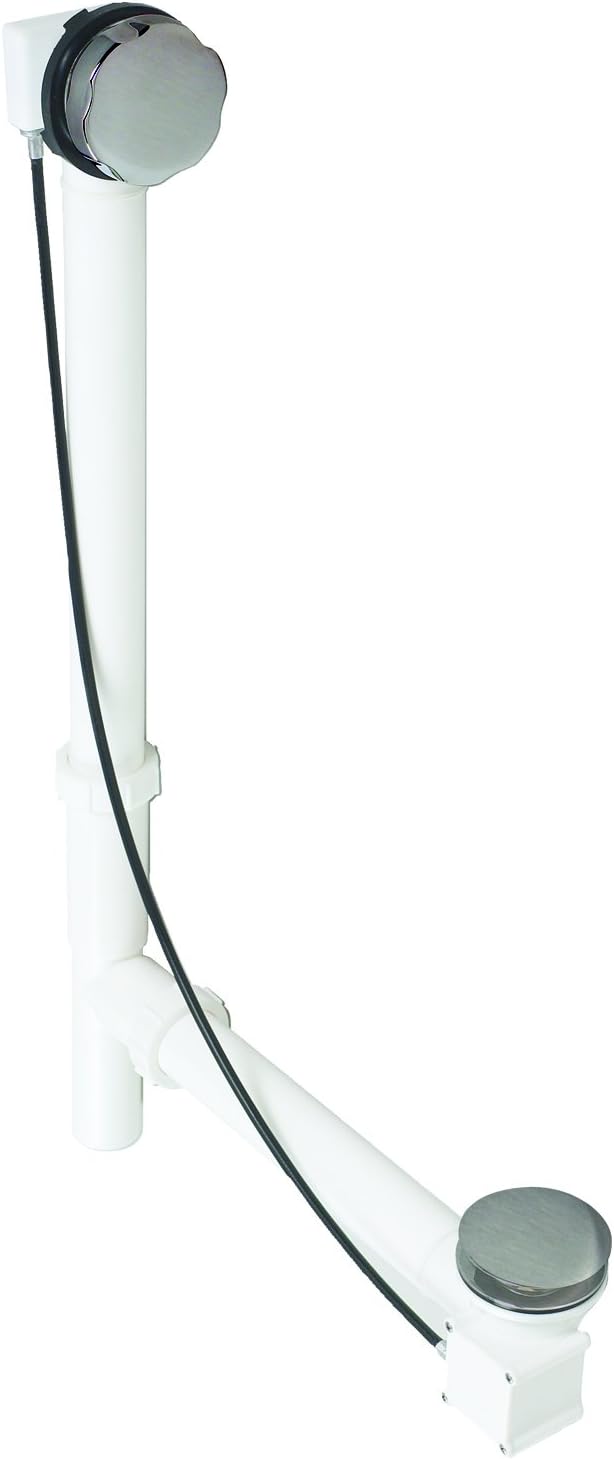 Westbrass Tubular 35 in. Cable Drive Bath Waste, Satin Nickel, D50P35TLE-07