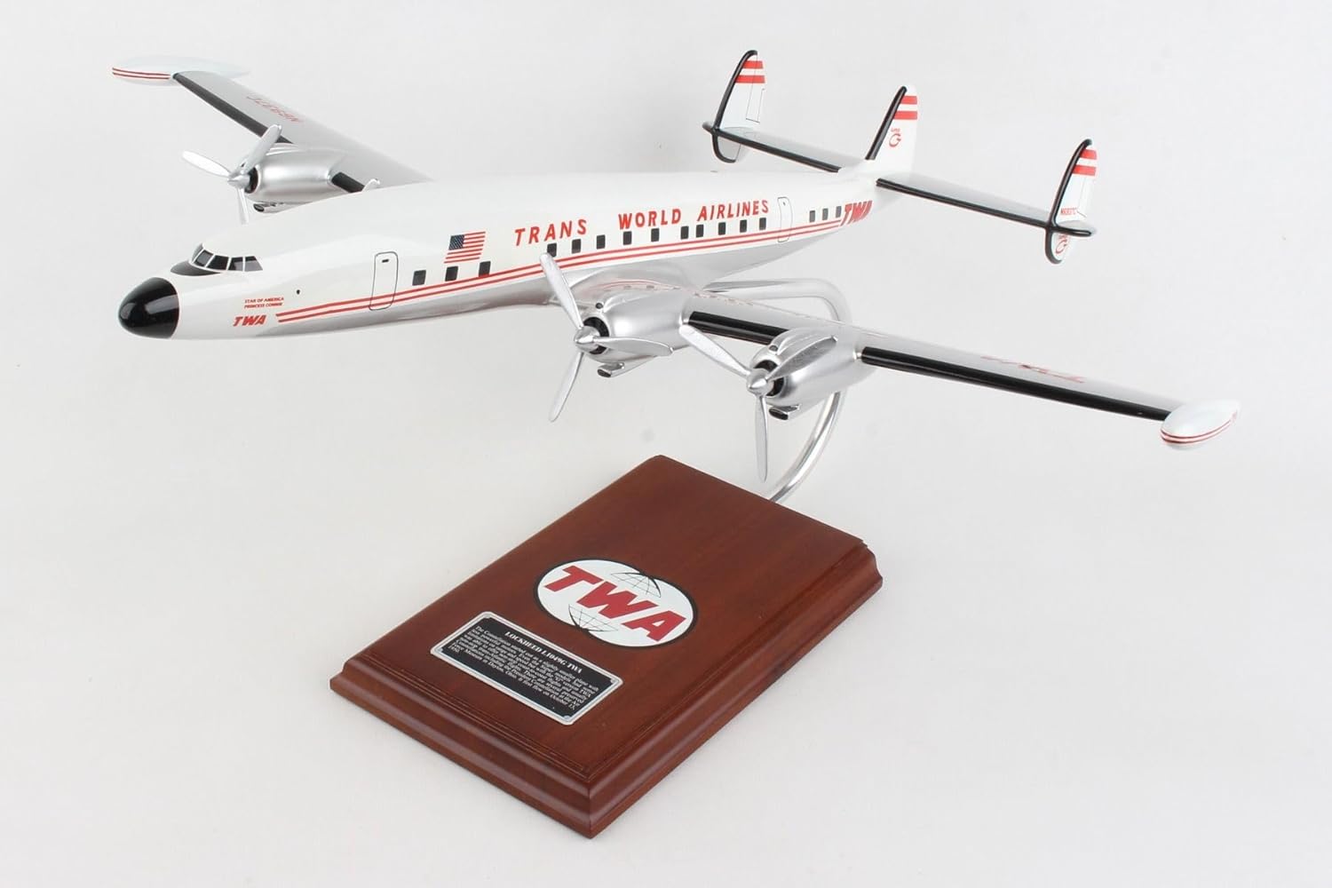 L-1049 Super Constellation TWA Trans World Airlines Desktop Display Airplane Model Scale: 1/72