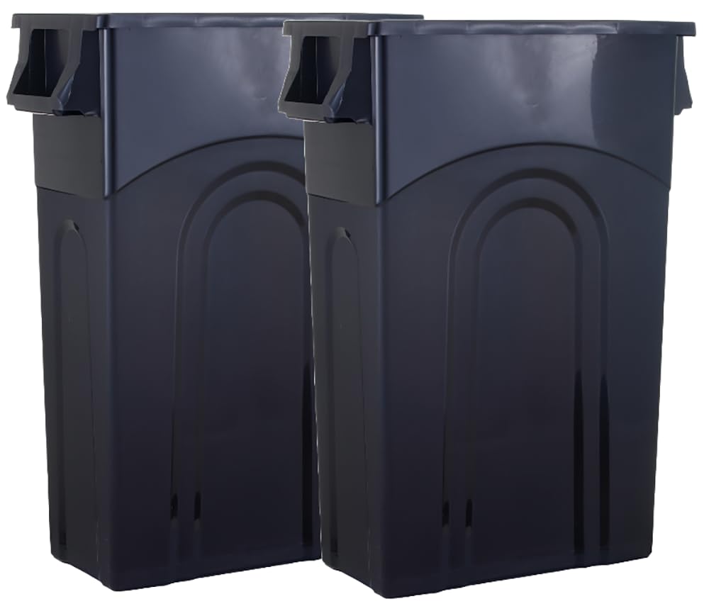 United Solutions Highboy Recycling Bin, 23 Gallon, Space Saving Slim Profile and Easy Bag Removal, Indoor or Outdoor Use, Integrated Handles for Easy Carrying, 4-Pack, Recycle Blue