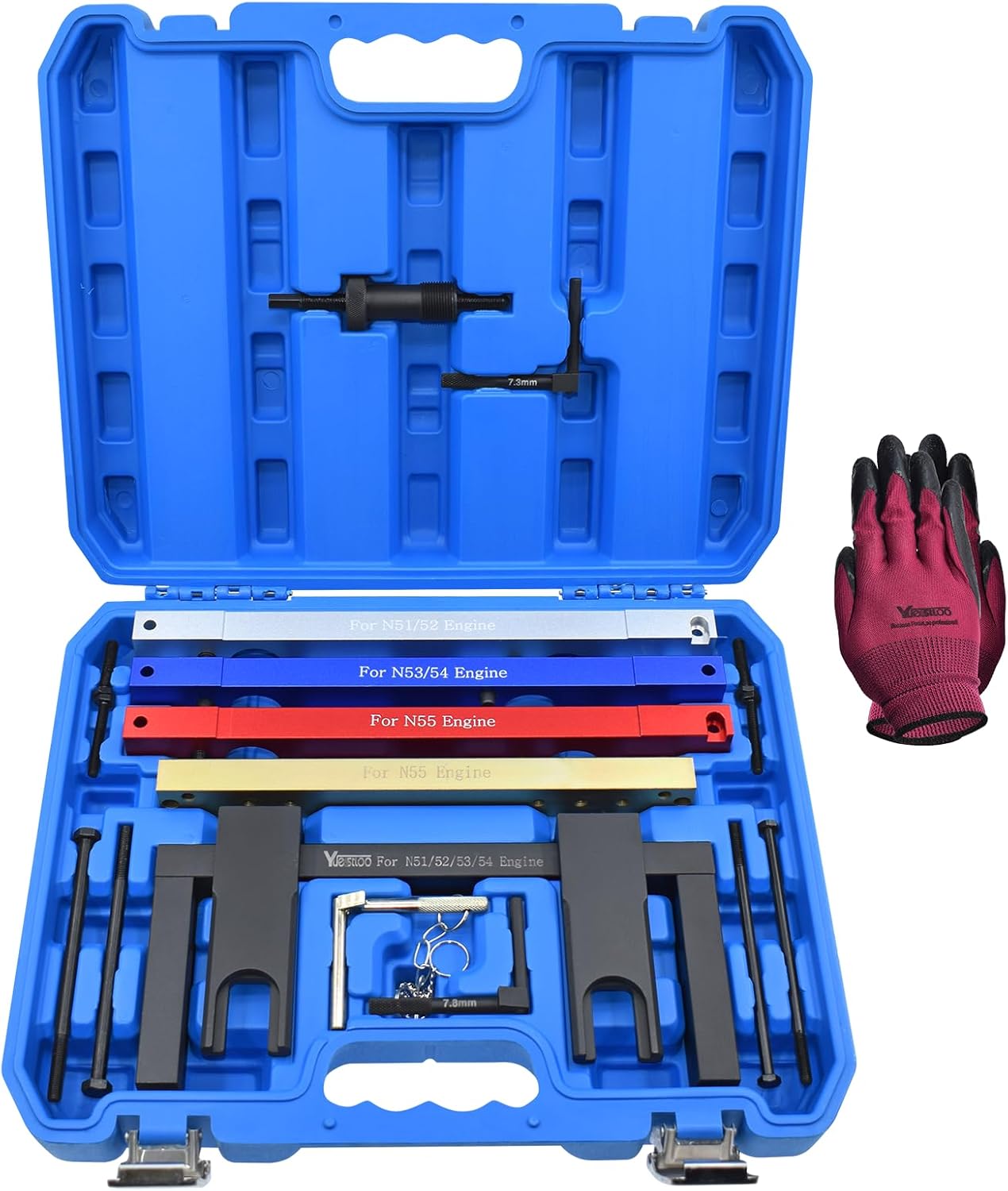 Master Engine Timing Vanos Camshaft Alignment Locking Tool Kit, Compatible with BMW 2.5 3.0 N51 N52 N53 N54 N55 S55 Engines, Including BMW 3 Series 328i, Crankshaft Flywheel Alignment Tool