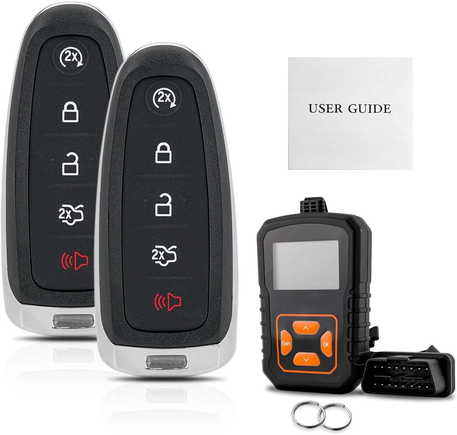 2PC Simple OBD and Remote Key Fob Replacement for 2011-2015 Ford Edge Explorer Expedition Flex Taurus | for Lincoln MKS MKT Navigator 2015-2017 M3N5WY8609 with DIY Instructions Kit