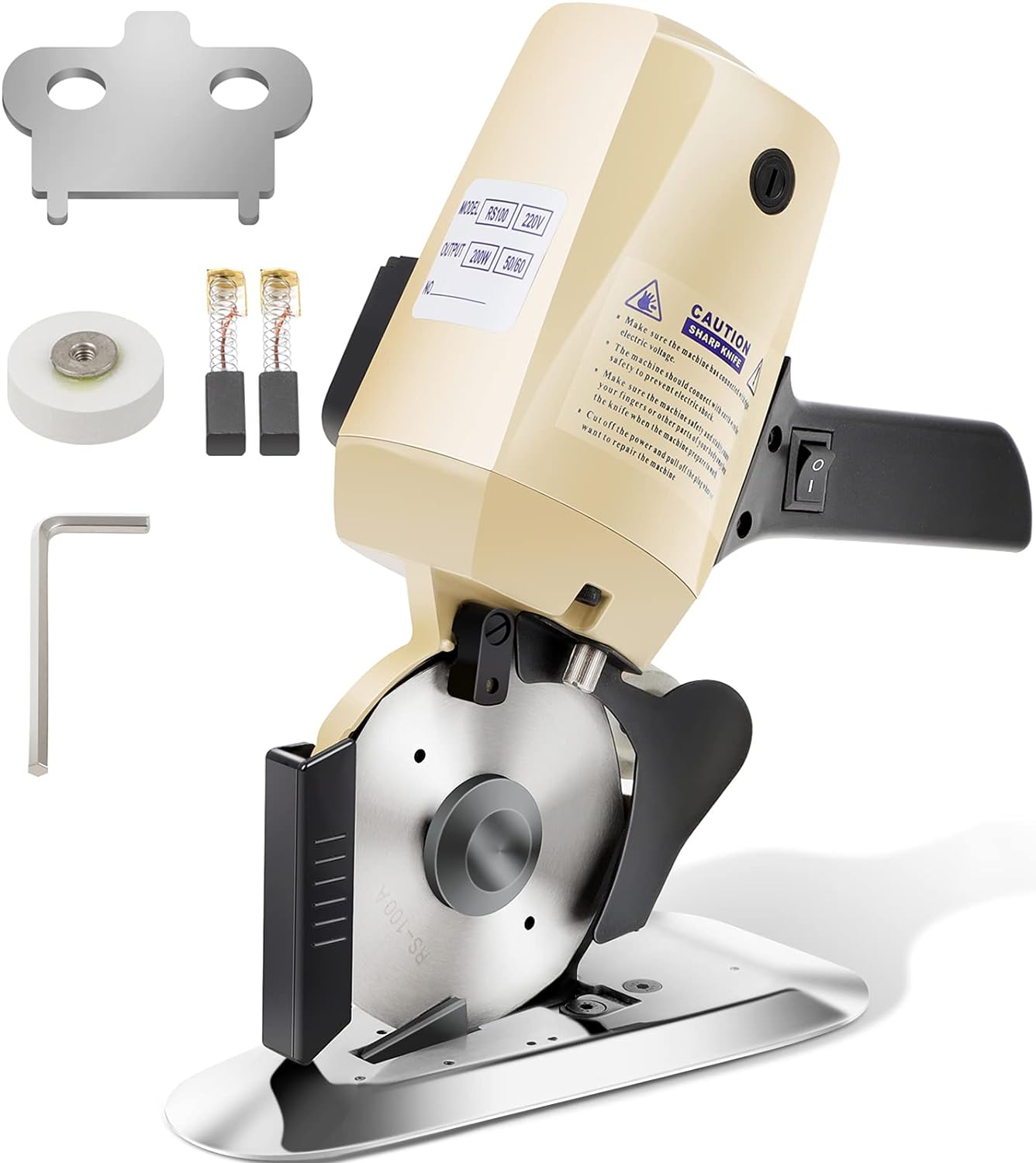 110V Electric Rotary Fabric Cutter, 4Inch Cloth Cutting Machine Octagonal Blade Cloth Cutter Electric Scissors With Automatic Sharpener For Multi Layer Carpet Leather