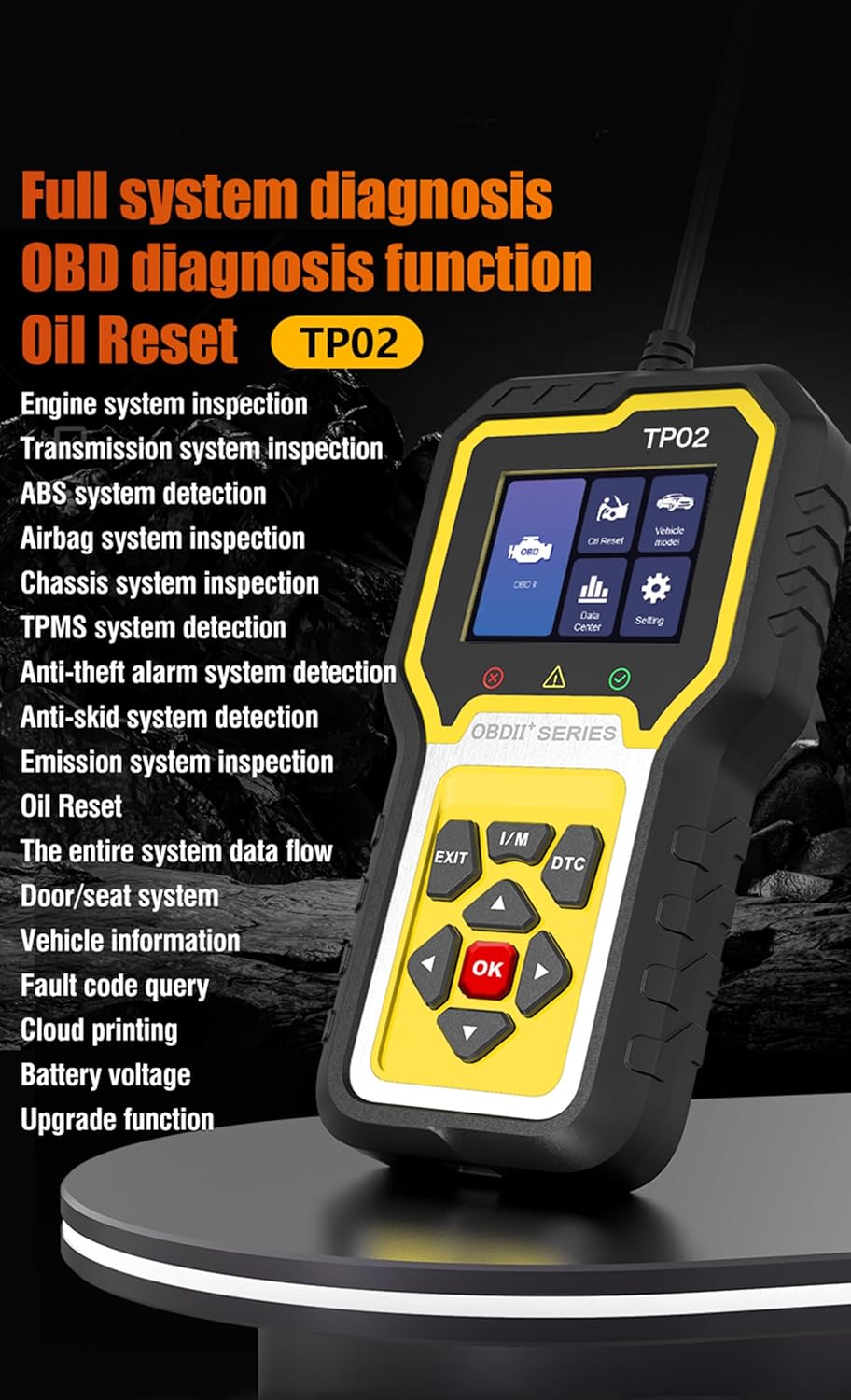 Upgraded TP02 Fit for BMW,Mercedes-Benz,Audi,Honda,Toyota,Nissan 6 in 1 OBD2 Scanner, Full System Enhanced OBDII Diagnostic Scan Tool and Code Reader with Reset Services, Oil Reset