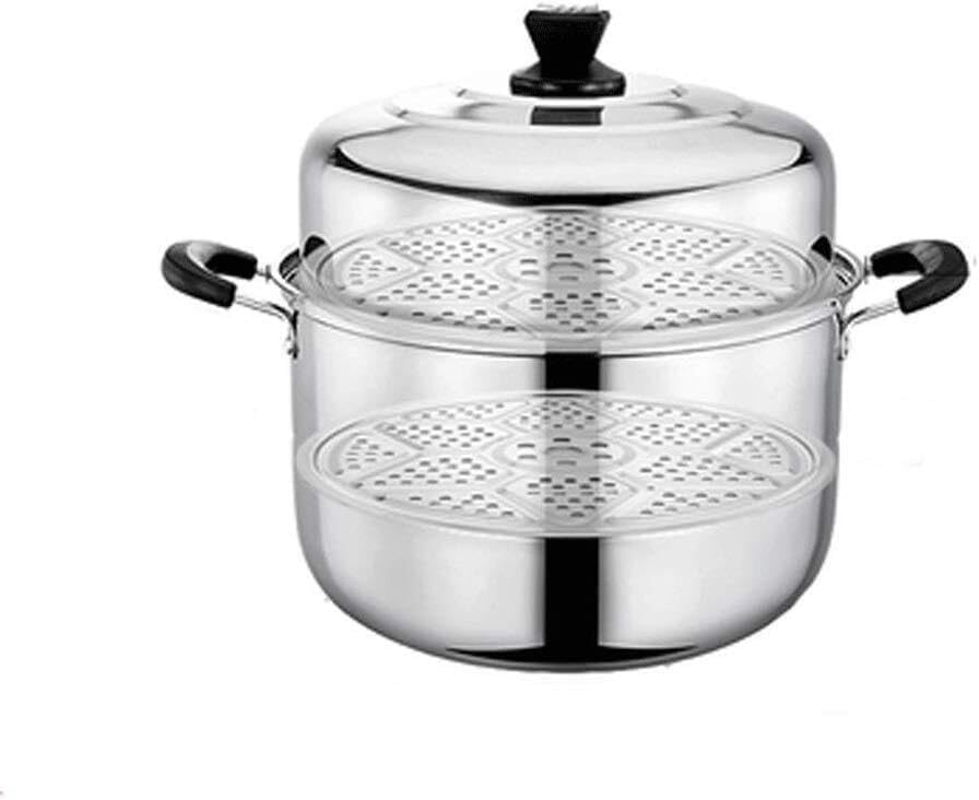 40CM Extra Large Stainless Steel Steamer, 2 & 3 Layer, Double Layer Steaming Pot for Gas Stove & Induction Cooker