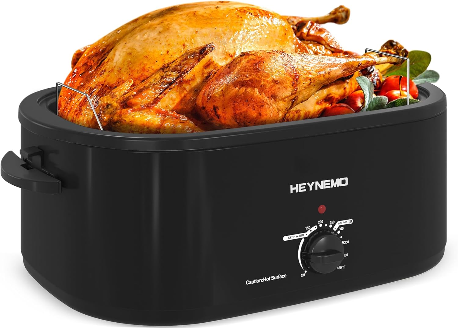 20 Quart Electric Roaster Oven with Self-Basting Lid, Turkey Roaster with Defrost Warm Function, Adjustable Temperature, Removable Pan Rack, Stainless Steel, Silver