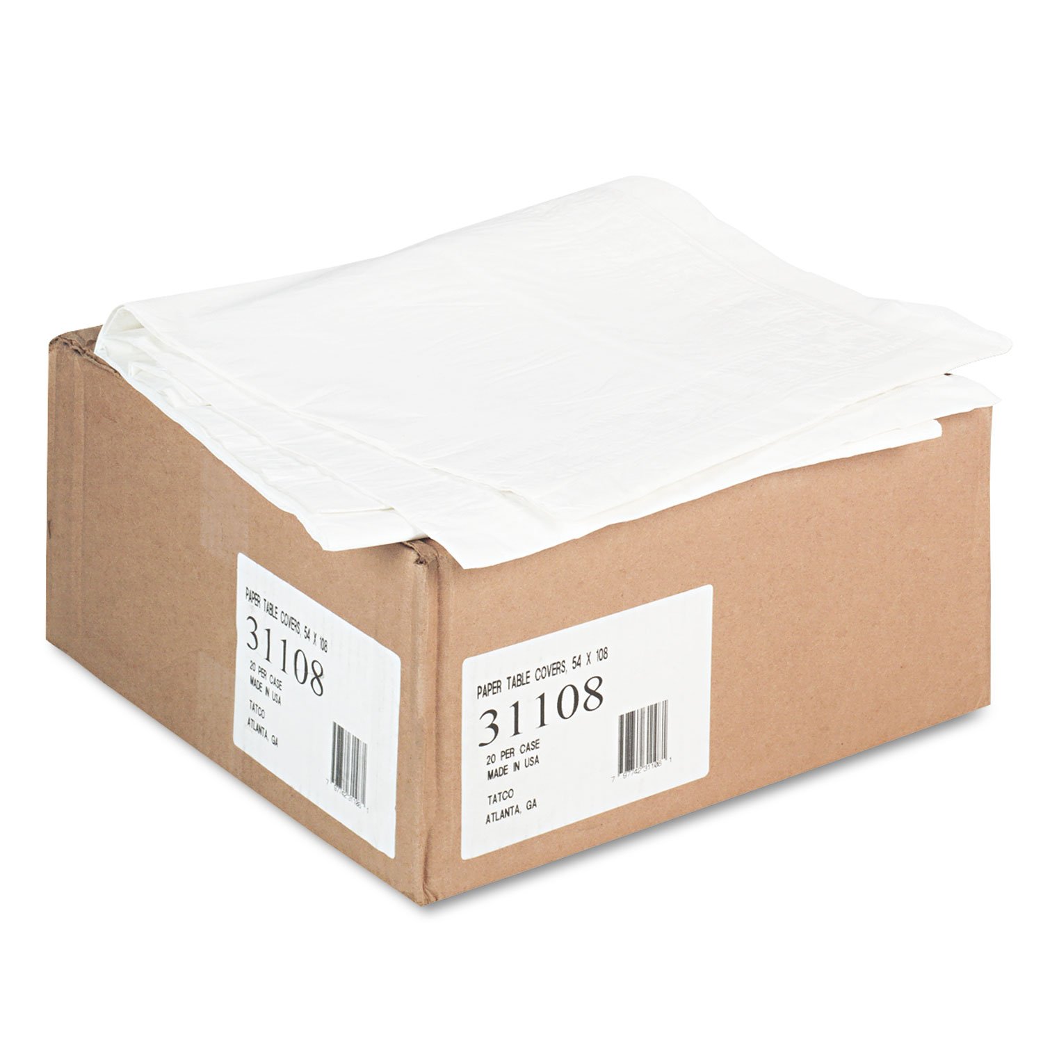 Tatco TCO31108 Embossed Paper Table Cover with Plastic Liner, White, 108