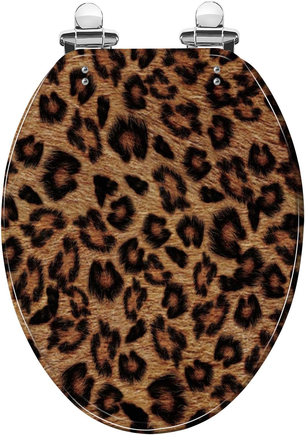 Elongated Toilet Seat seamless abstract leopard pattern wild animal skin print animal Resin Toilet Seat Quietly Close Quick Release Hinges Decorative Toilet Seat with Cover Easy to Install