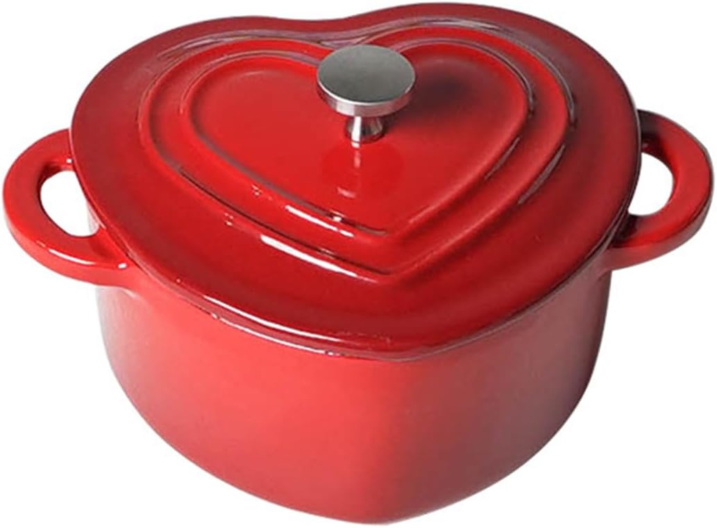 Dutch Oven Pot with Lid, Enameled Cast Iron Coated Dutch Oven,Casserole Dish,Enameled ast Iron Dutch Oven Heart Shaped Enameled Cast Iron Figural Heart,Yellow