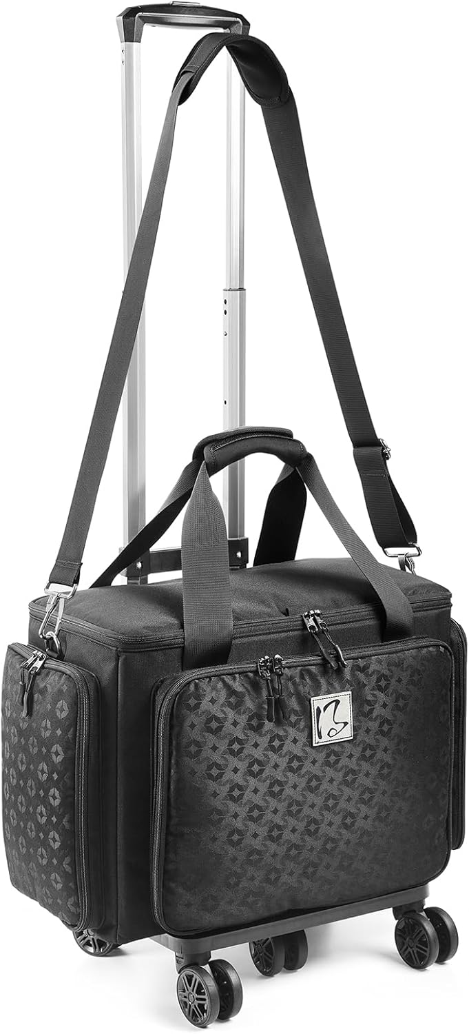 Rolling Sewing Machine Bag with Universal wheels,Sewing Machine Carrying Case with YKK zipers, Compatible most Standard Brother, Singer, Bernina, Sewing Machines (lilac)