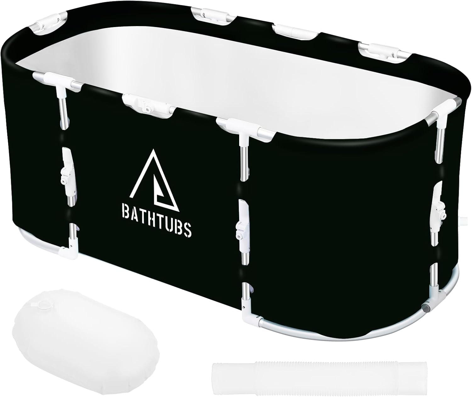 STARBRILLIANT Portable Bathtub with Aluminum Alloy Support Rod,Soaking Standing Bath Tub for Shower Stall