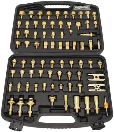 Car Air Conditioning Leak Detector 77pcs Automotive Air Conditioning Leak Test Kit Brass Ac Leak Detection Tools Connector Repair Kit for Car Auto AC