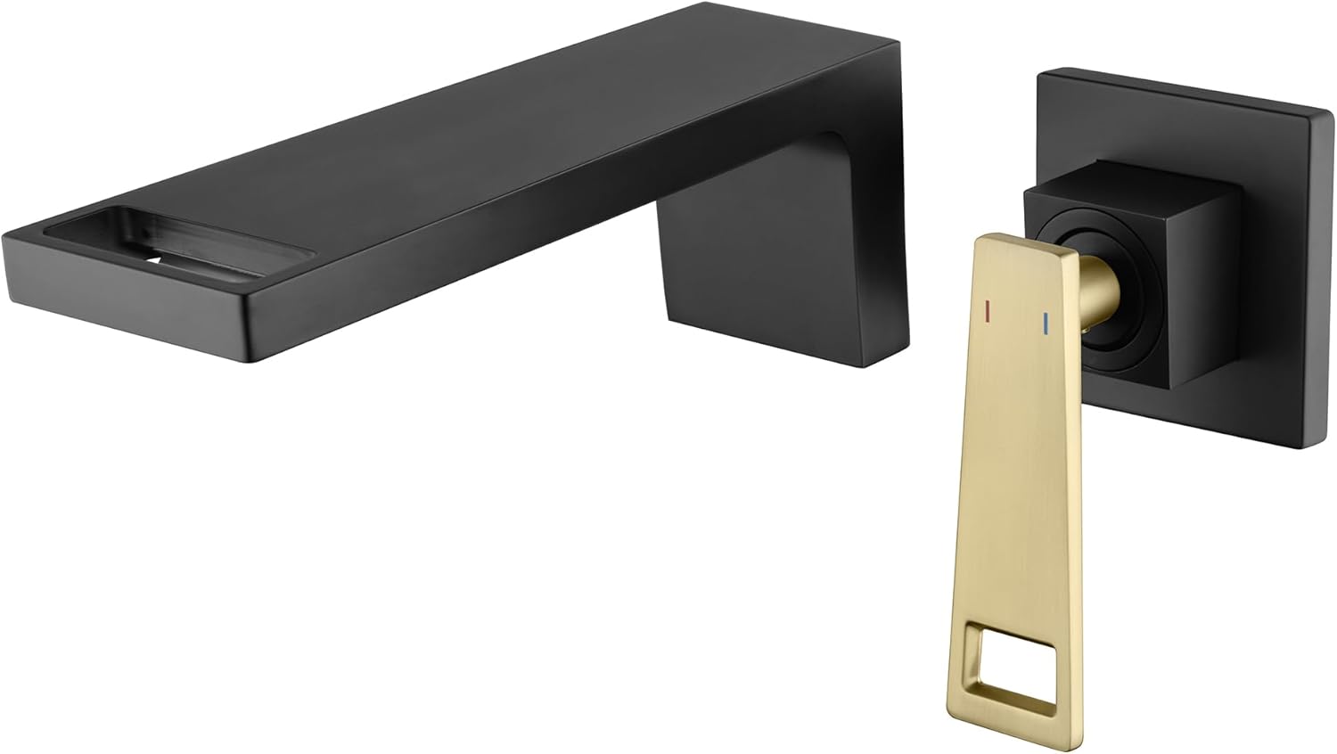Sumerain Wall Mount Bathroom Sink Faucet with Adjustable Aerator and Brass Materail, Brushed Gold