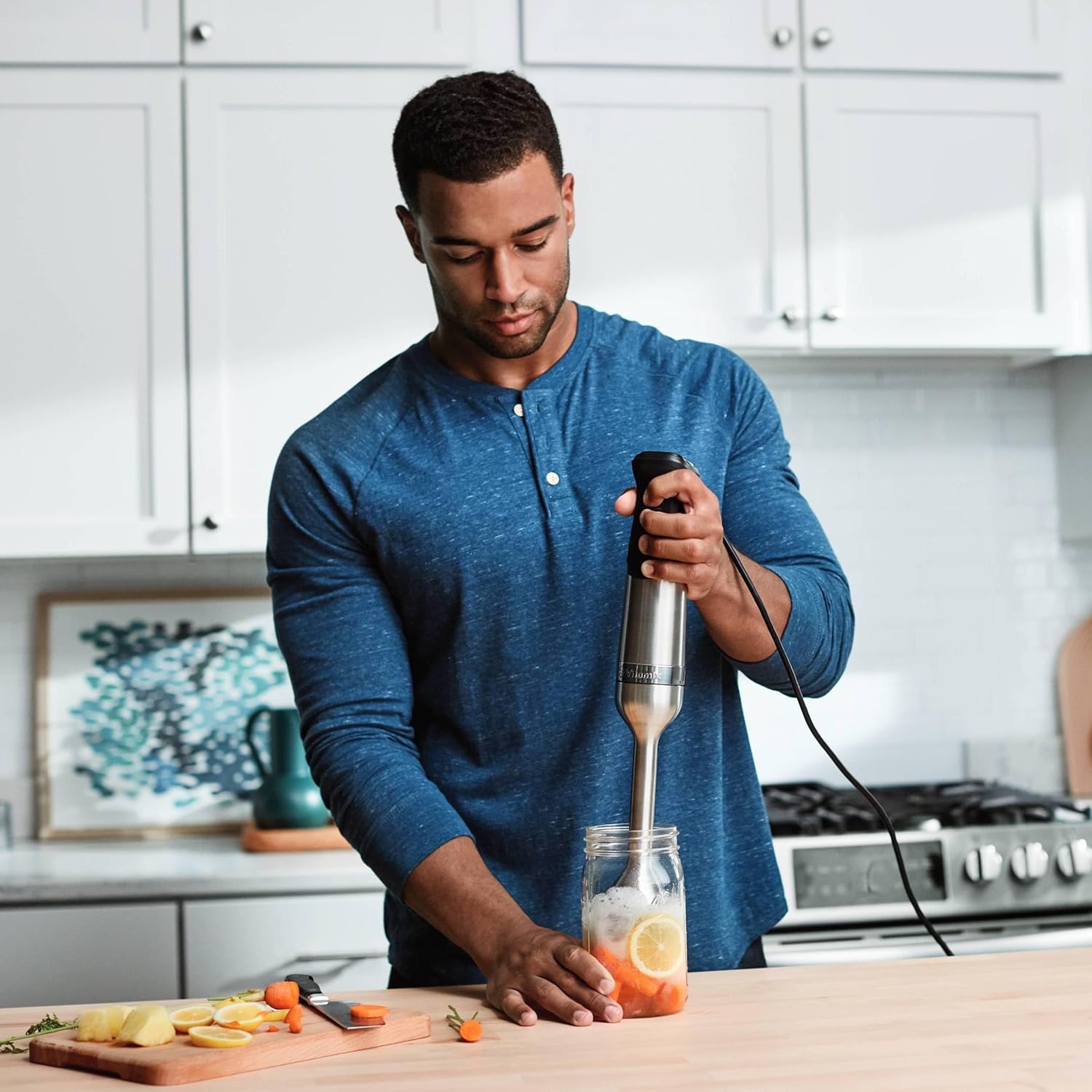 Vitamix 5-Speed Immersion Blender, Professional-Grade Hand Blender with 625-Watt Motor and Stainless-Steel Blade, Stainless Steel/Black