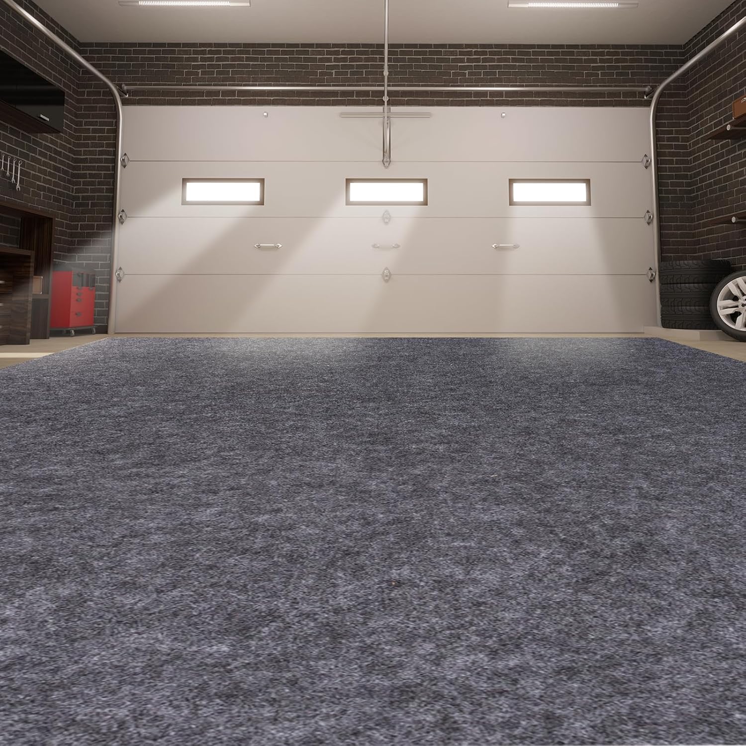 Garage Mats Oversize Garage Floor Paking Mat for Under Car, 7.4 x 17 Ft Non-Slip Gray Garage Flooring Carpets, Absorbent Oil Garage Parking Mat, Waterproof Mats