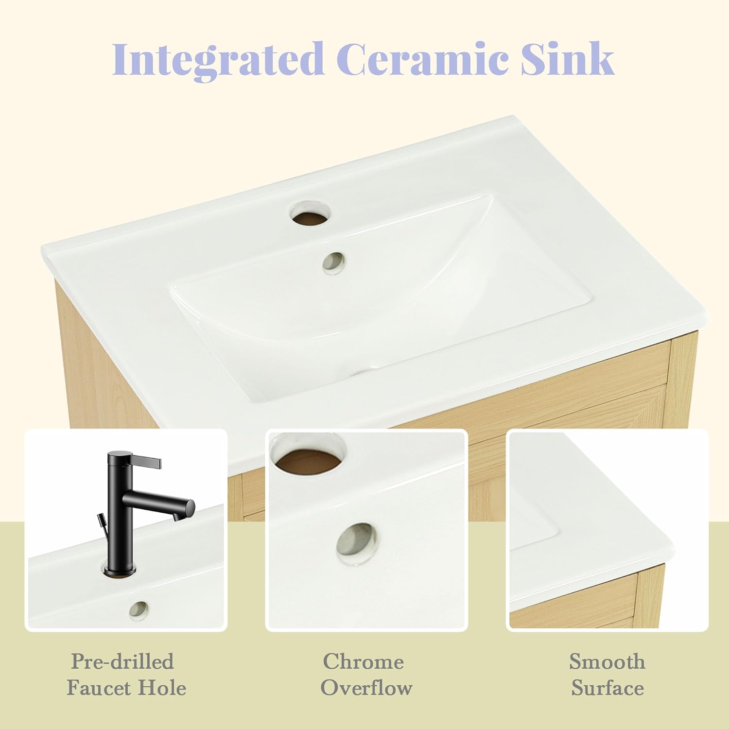 20 inch Bathroom Vanity with Sink, 20 inch Bathroom Vanity with Soft Closing Door, Small Bathroom Vanity with Sink with Storage Rack and Adjustable Shelve, Natural