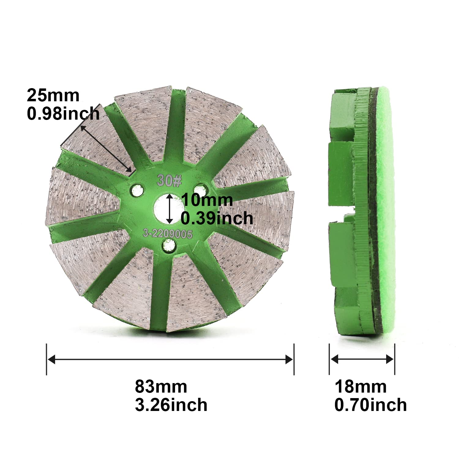 3 Inch Metal Diamond Floor Polishing Pad Grinding Pads for Tile Stone Marble Concrete Granite Sanding Disc(Grit 30-3pcs)