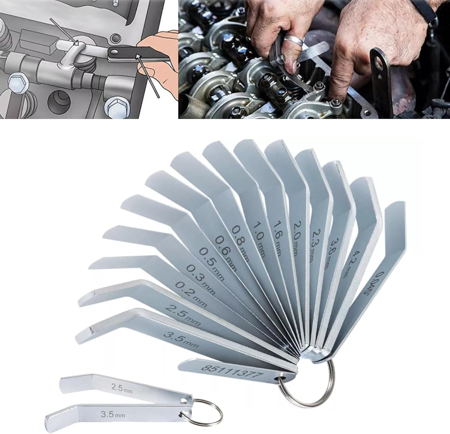 Feeler Gauge Jake Brake Tools Set 88880052 for Volve Mack MP7 MP8 MP10 D12 D13 D16 Engines 88880053 85111377, Intake and Exhaust Valve Adjustment Kit, 14pcs