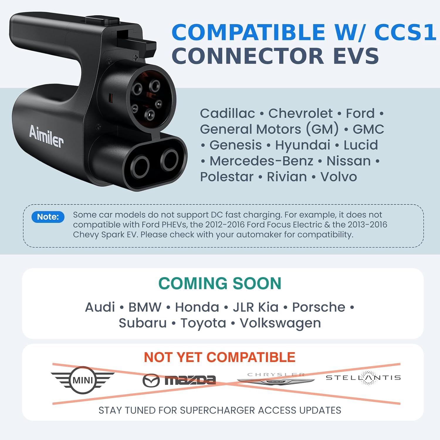 NACS to CCS Electric Vehicle Adapter, 500 Amps / 1,000V Nacs to DC Adapter Compatible with Tesla V3/V4 Superchargers - Fast Charge CCS1 EVs [Check with Your Automaker for Compatibility], Black