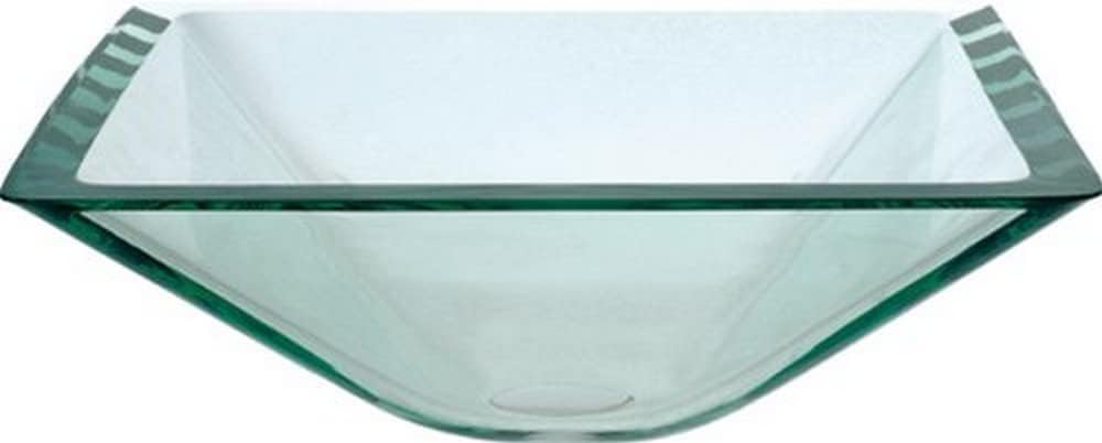 Aquamarine Square Clear Glass Vessel Bathroom Sink with PU-MR Chrome