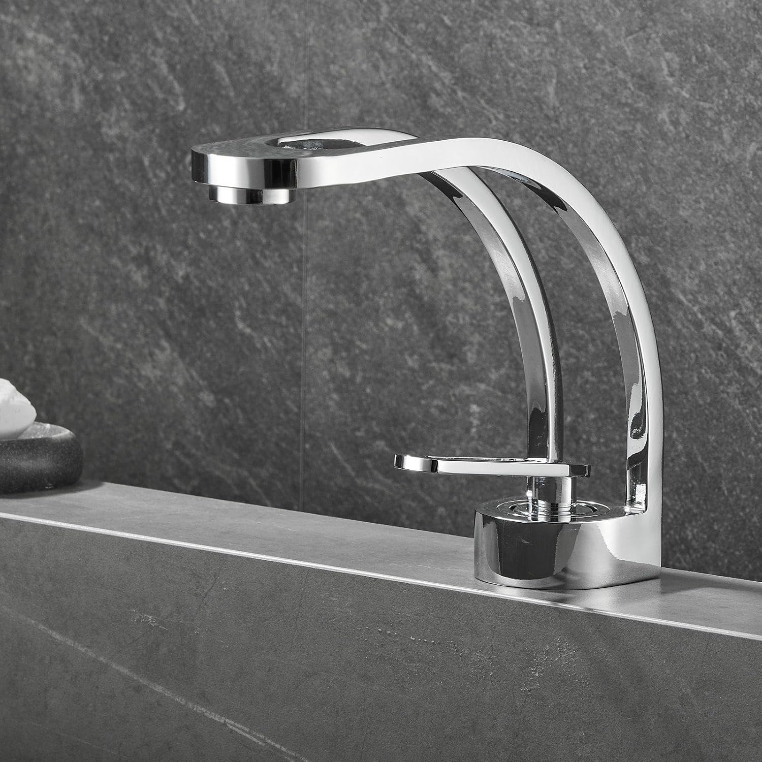 BEITH Basin Mixer Tap, Moon Style Bathroom Sink Tap, Single Lever Basin Faucet, Bathroom Sink Mixer Tap, Brass Body, Anti-Rust and Durable, for Bathrooms, Hotels, BS104705