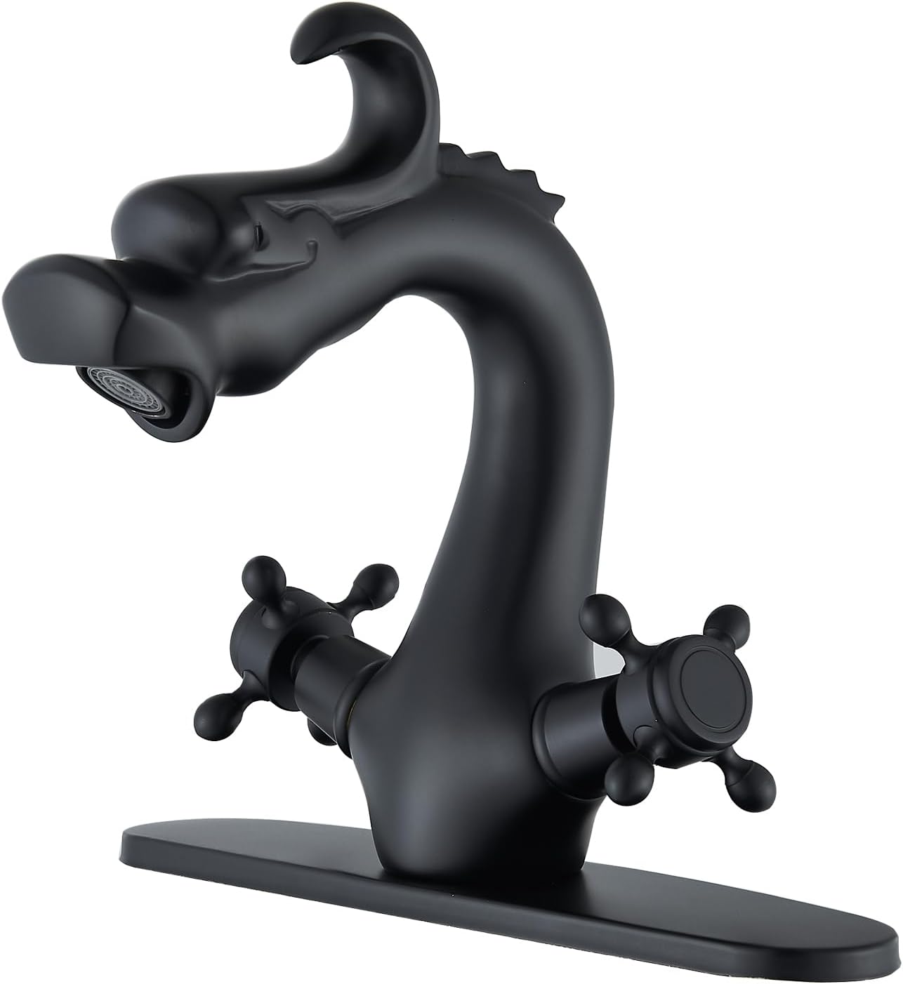 Senlesen Deck Mounted Double Knobs Single Hole Bathroom Vanity Basin Mixer Tap Matte Black