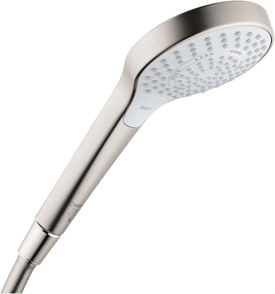 hansgrohe Croma Select S Easy Install 4-inch Handheld Shower Head Modern 3 SoftRain, IntenseRain, Pulsating Massage 26801401