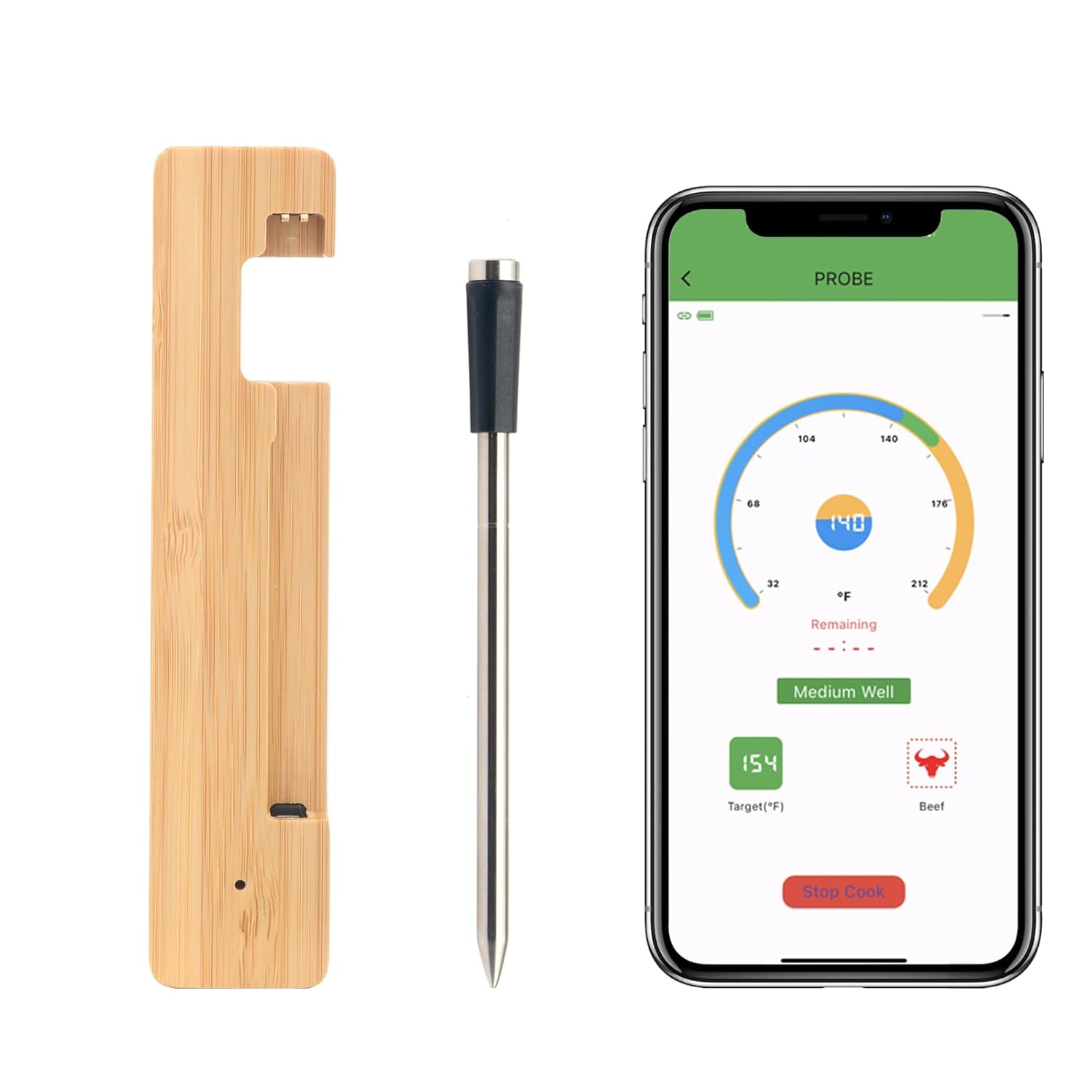 Smart Wireless Meat Thermometer with Bluetooth 656FT Range Digital Food Thermometer Meat Probe for Grilling and Smoking for BBQ, Oven, Grill, Kitchen, Smoker, Rotisserie (2 Probe)
