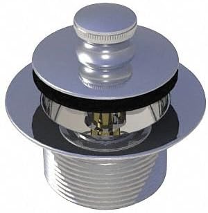 Drain Stopper: 2 in Overall Dia, 7/8 Fits Max Size, Push and Pull, Brass, Plastic, 38301-CP, 6AVK8