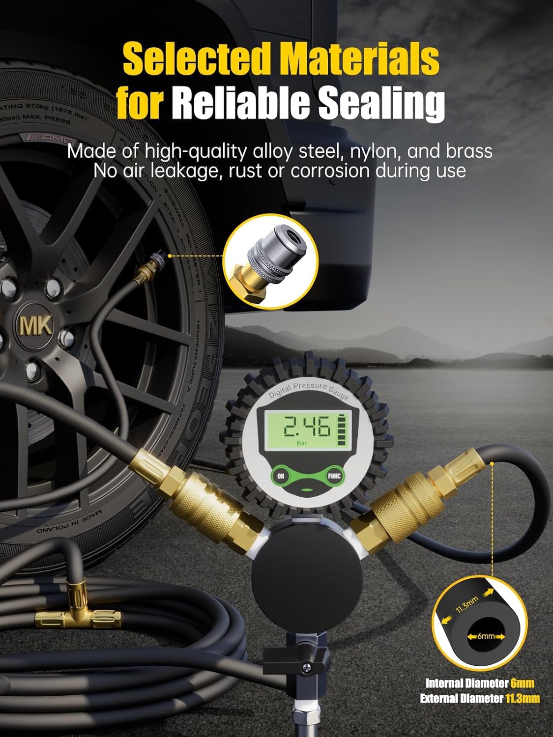 MIKKUPPA 4 Tire Inflation System - 4 Tire Inflation Deflation System, Tire Pressure Equalizer with Quick Coupler Adaptor Closed Flow Air Chuck for Car Trucks Off Road Vehicles Up to 155