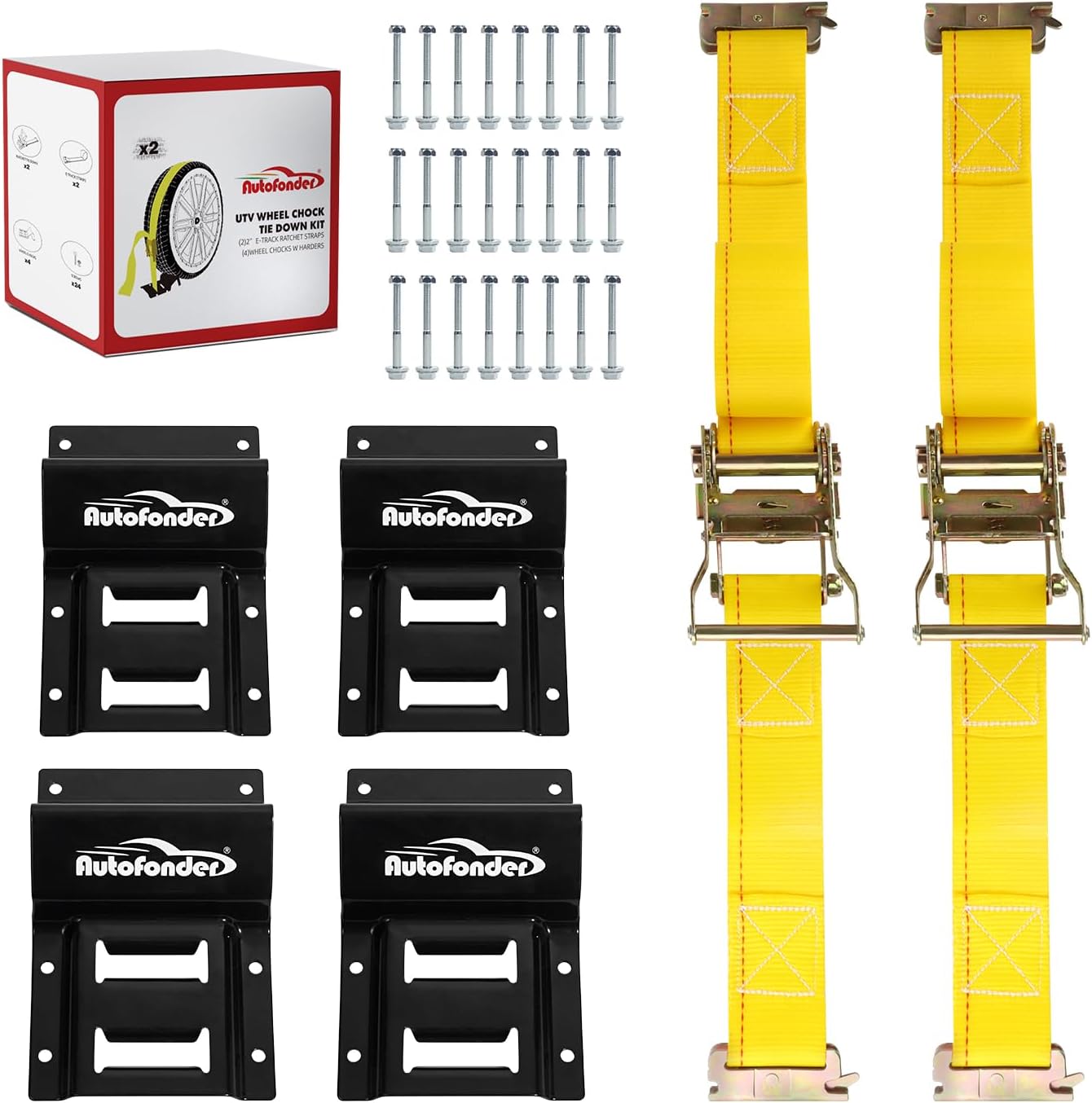 Vehicle Wheel Chock Tie Down kit 4500lb Break Strength-4 Pack 2