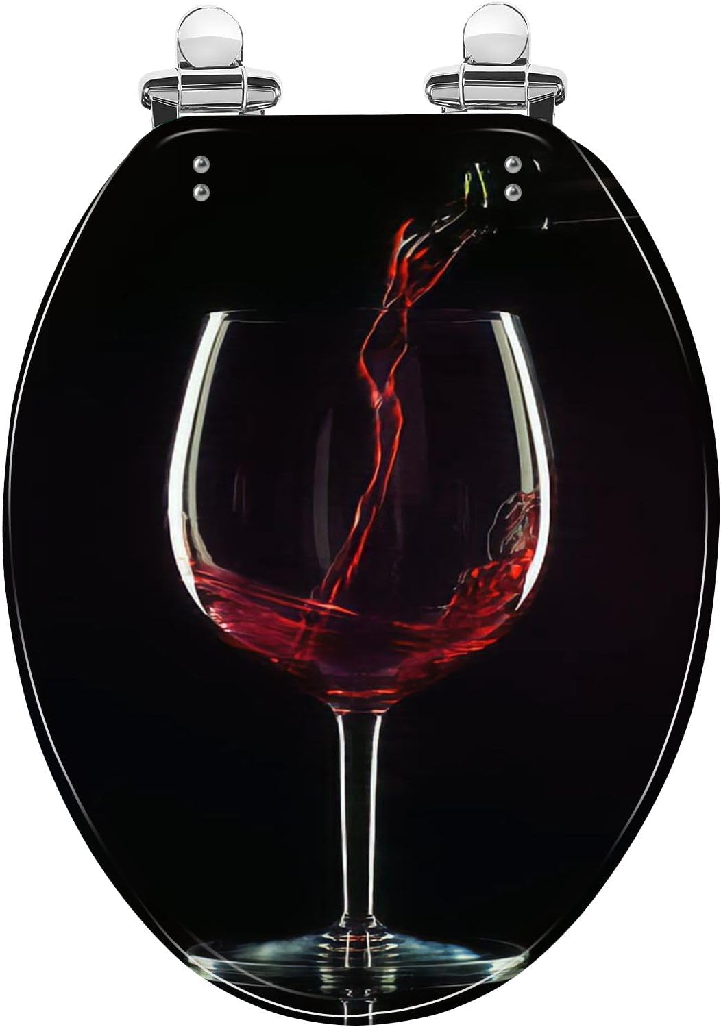 Elongated Toilet Seat Red wine being poured into a glass a black Resin Toilet Seat with Quietly Close Quick Release Hinges Decorative Toilet Seat with Cover Easy to Clean and Install