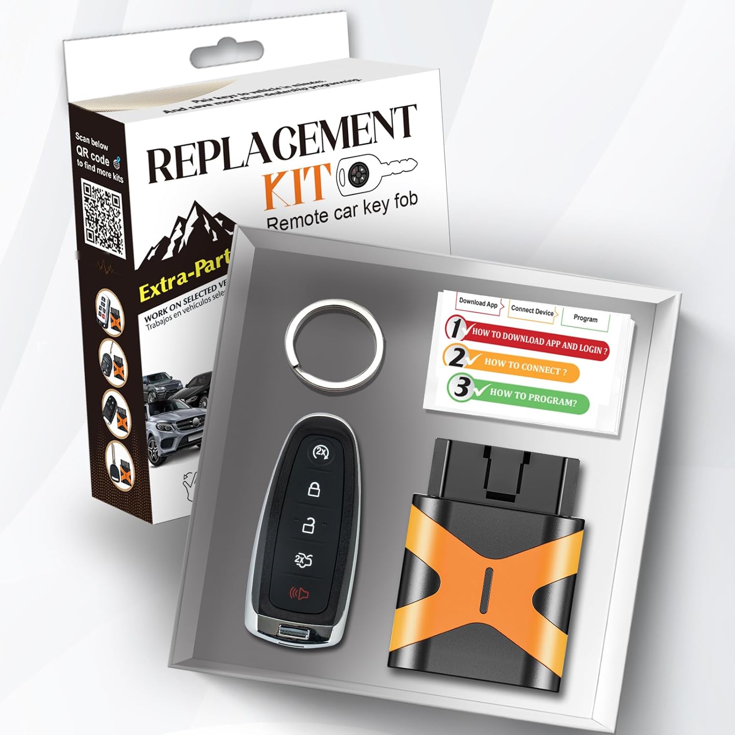 Simple Programmable Kit for Ford Smart Car Key Fob M3N5WY8609 164-R7995 fits Escape Titanium 2013 2014 2015 2016 2017 2018 2019 High Security Blade