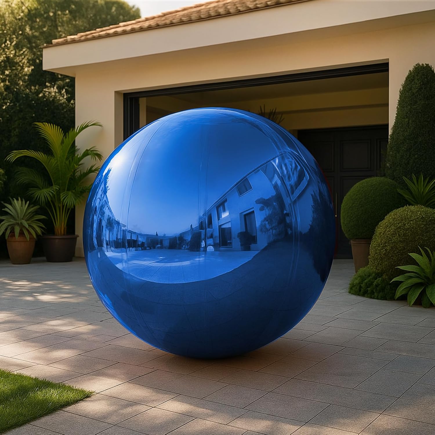 Red Inflatable Mirror Ball 0.6m Reusable Big Shiny Balls Large Christmas Decoration Balloon PVC Disco Bubble Balloon with Electric Pump For Party, Wedding, Decor (1 Piece, 23.6in)