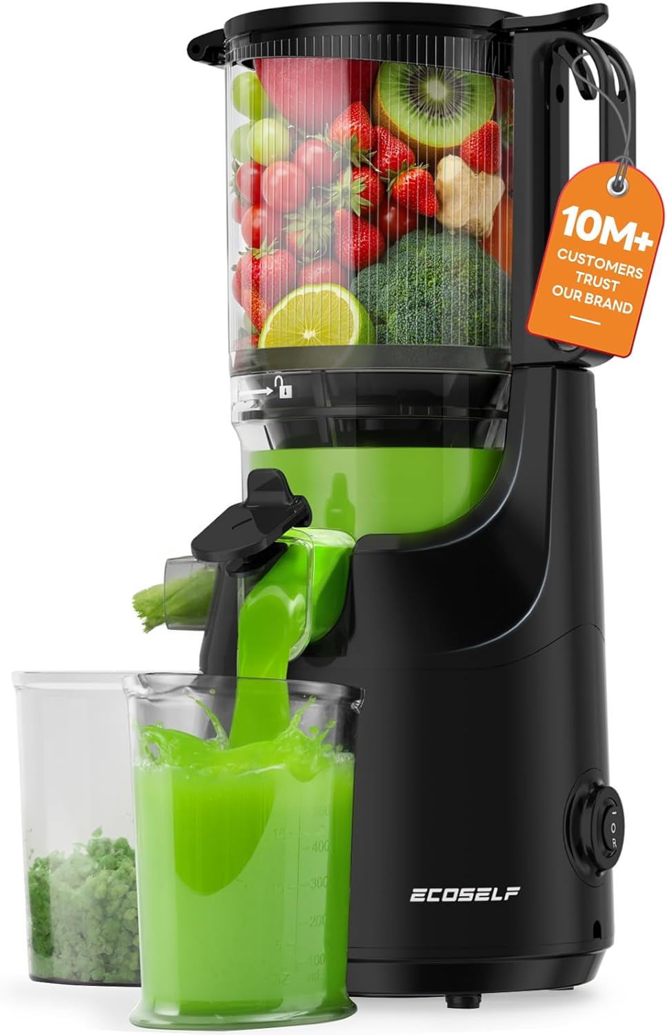 Large Feed Chute for Family Needs, Professional Cold Press Juicer For Whole Fruits & Vegetables, Easy to Clean