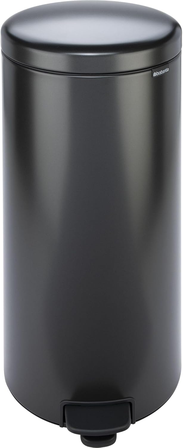 Brabantia New Icon Step Trash Can (8 Gal/Confident Gray) Soft Closing Kitchen Garbage/Recycling Can with Removable Bucket