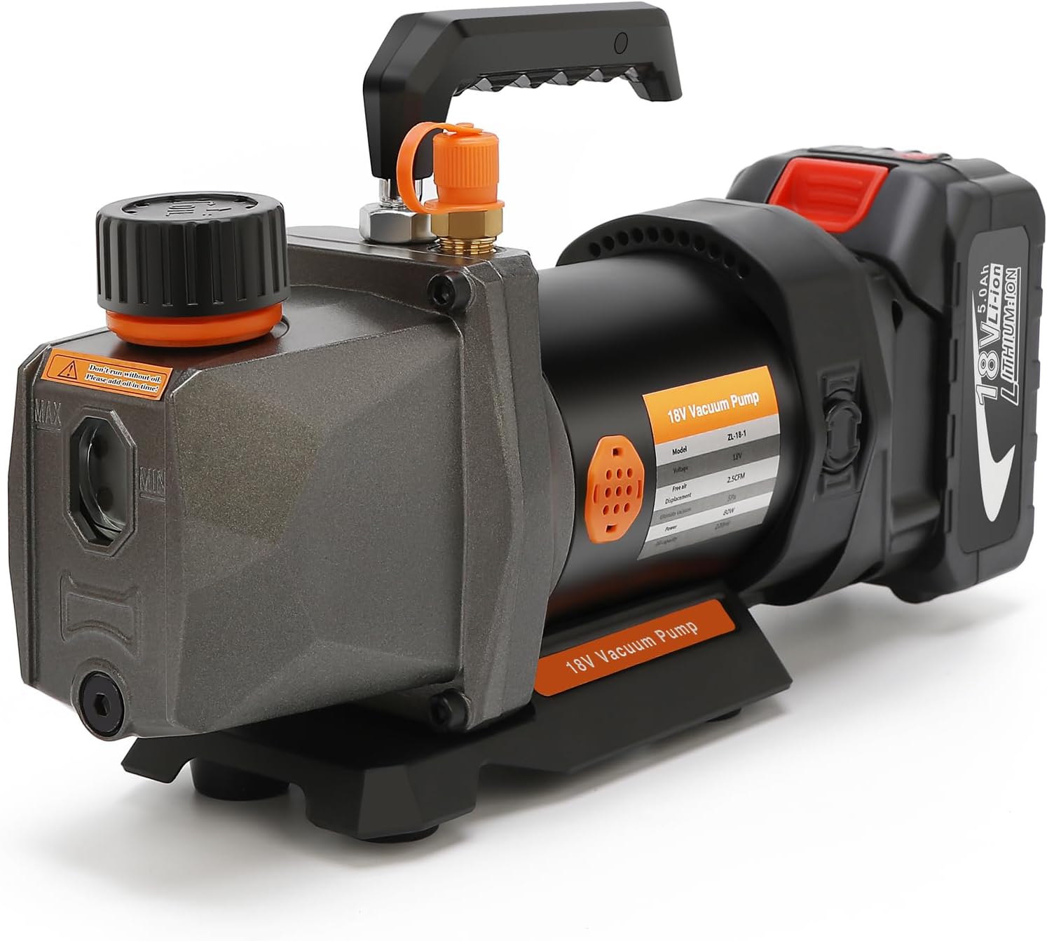 Lithium Battery Vacuum Pump - 2.5CFM Single Stage HVAC Pump Kit – Portable DC Vacuum Compatible with Makita 18V Battery, Air Conditioning Tool for Home, Auto & Lab Use