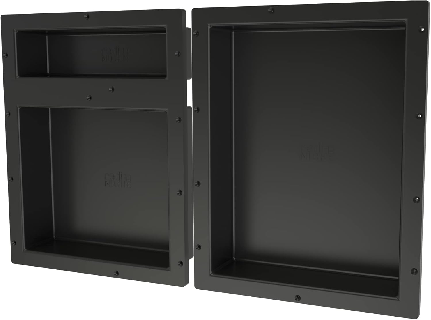 Redi Niche Triple Niche Recessed Shower Shelf- Black, Three Inner Shelves, 32-Inch Width x 20-Inch Height x 4-Inch Depth