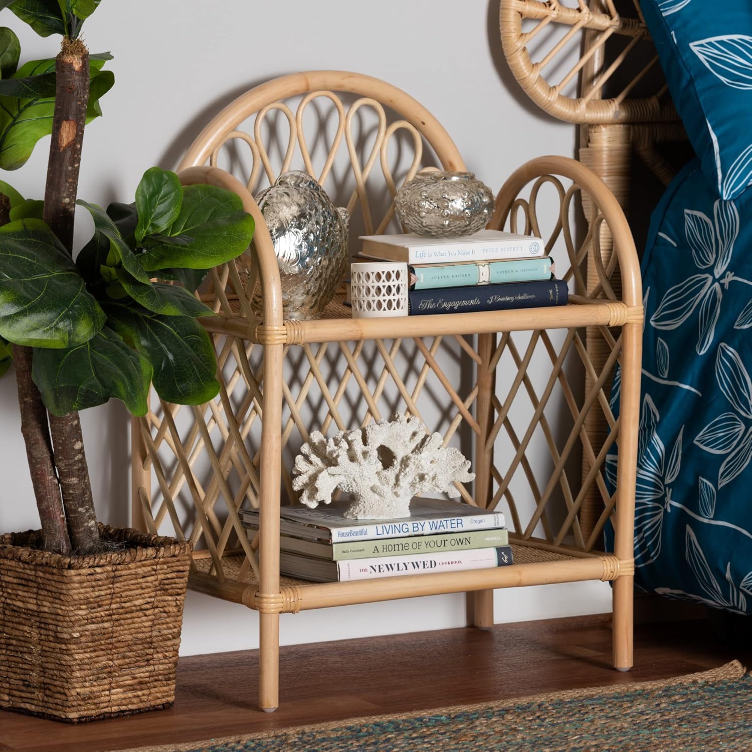 bali & pari Hammond Rattan Display Shelf, Natural Brown