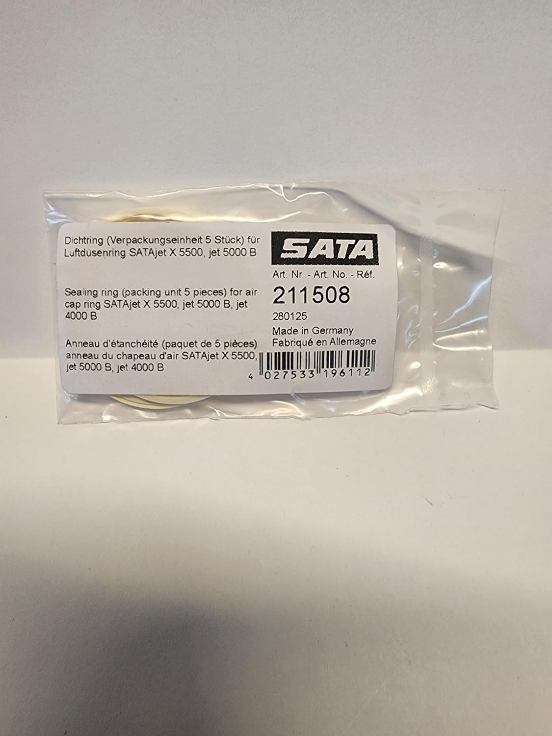Generic SATA® 211508 Sealing Ring, Use with: SATAjet® 5000 B Spray Gun Pack of 5