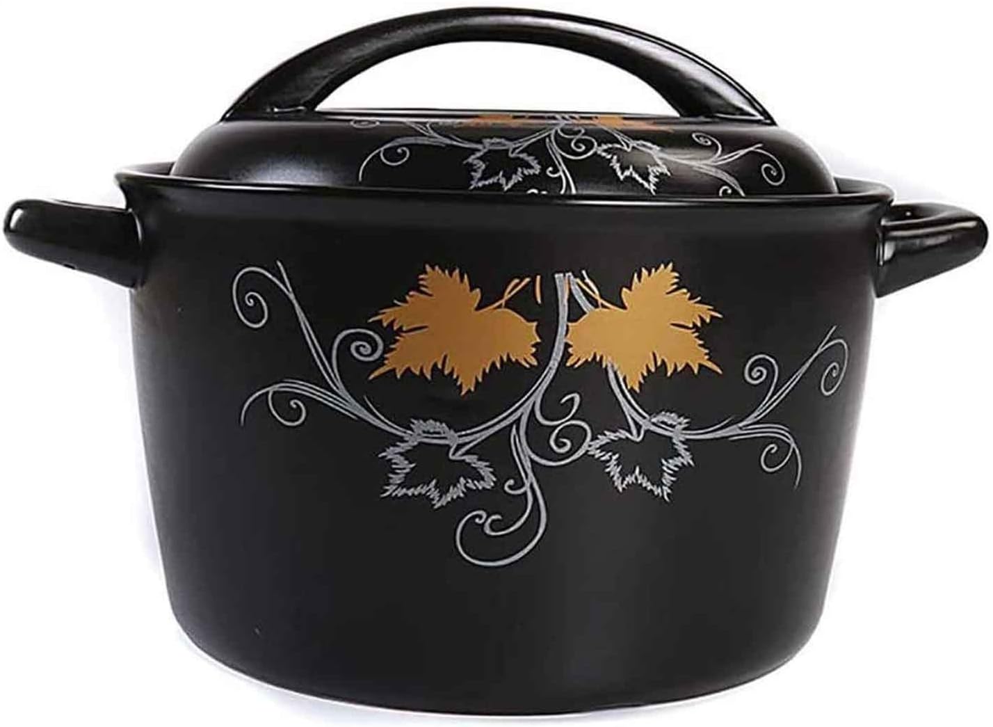 Casserole Cookware Casserole Dish with Lid Cooking Pot Clay Pot for Cooking Ceramic Heat-Resistant Healthy Saucepan Ceramic Cookware with Lid Leave Pattern Ceramic Casserole Dish