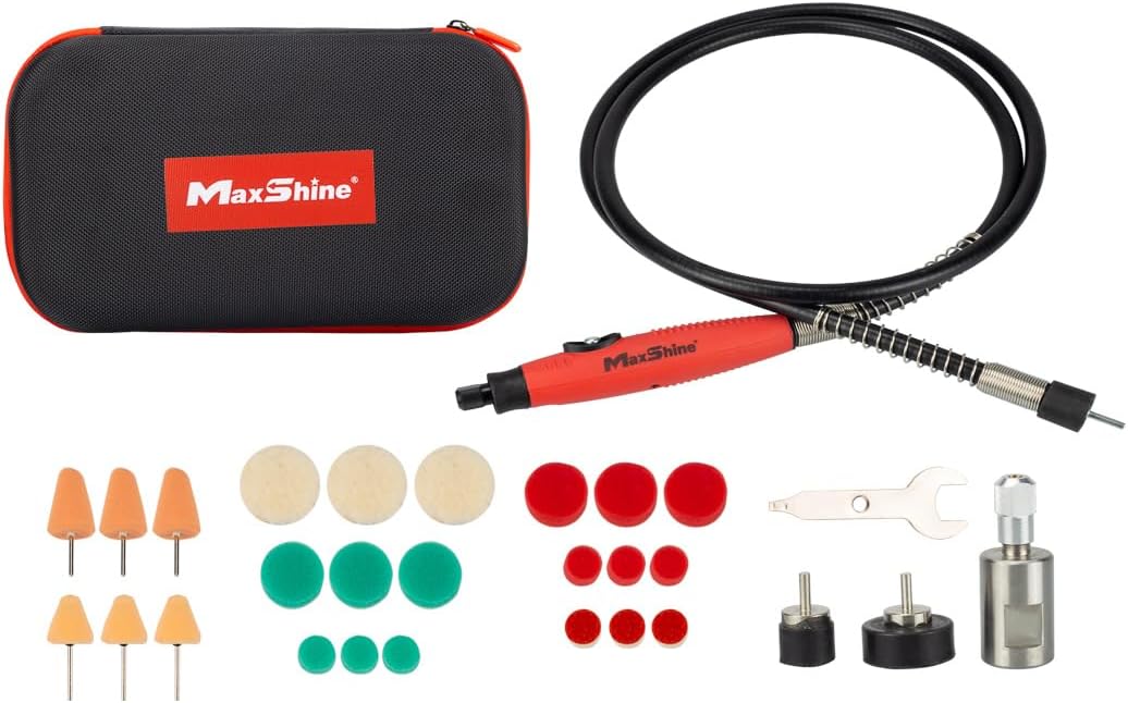 Maxshine Professional Mini Polisher (MN01) with 5/8” Adaptor - Polishes Car Headlamps, Brake Lights, Removes Grease - Auto Detailing Tool for Paint Protection, Swirl & Scratch Repair, Glossy Shine